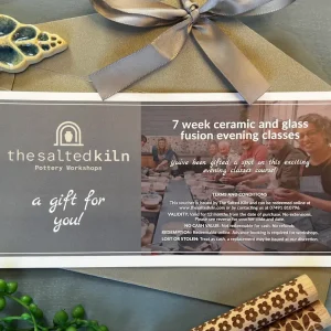 A gift voucher for a ceramic and glass fusion pottery class