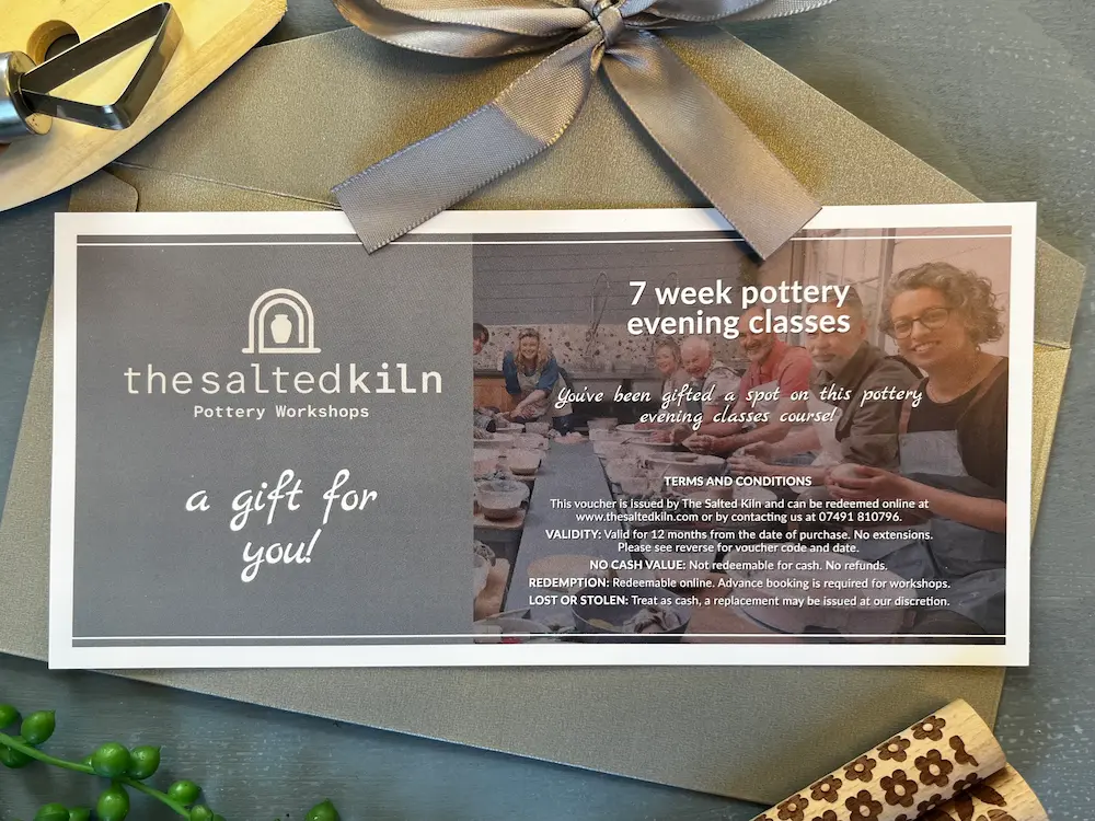 A gift voucher for a 7 week pottery course