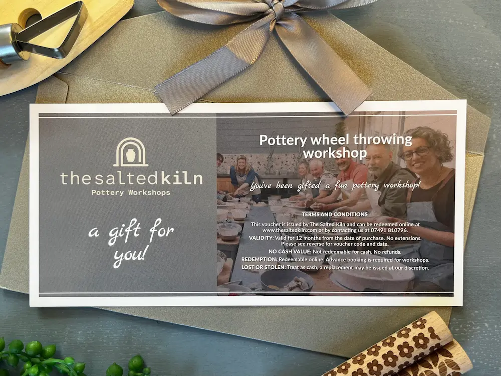 A gift voucher for a pottery wheel throwing class